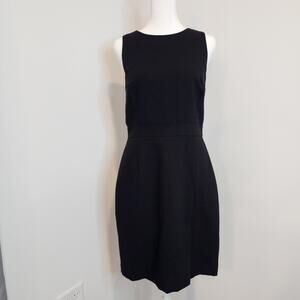 J CREW Black Wool Midi Shift Dress Women's 4 Sleeveless Fully Lined Slit Front